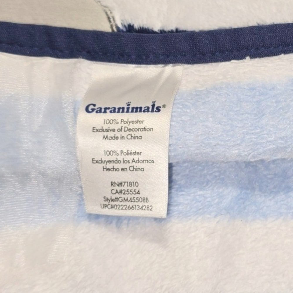 Garanimals Baby Blanket Blue White Navy Striped Whale‎  Plush Fleece Soft 2017 - Picture 2 of 3